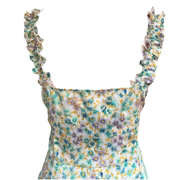 Zara satin effect ruffle strap button down floral dress. Size M - Picture 14 of 15